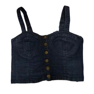 Denim Button-up Crop Top